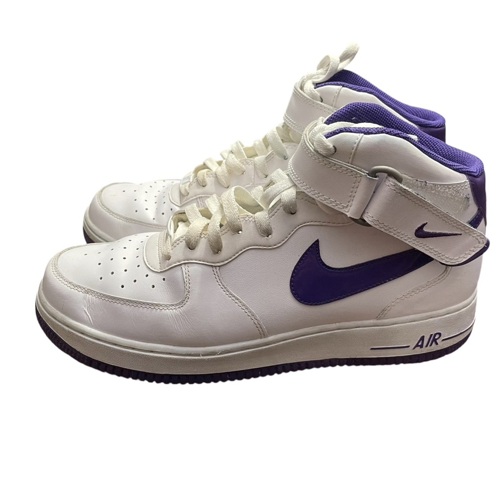 Nike Air Force 1 White and Purple Sneakers